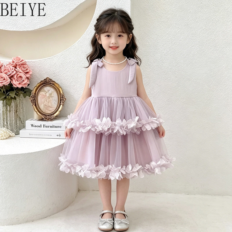 Baby Clothing High End - Dziecięca sukienka z kwiatowym wzorem, letnia,