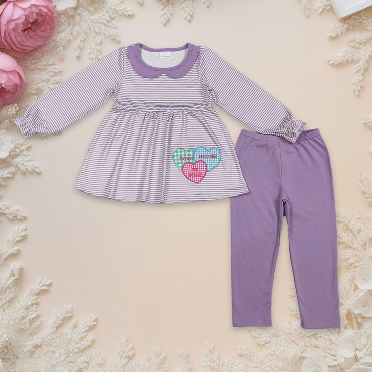 Xoxo Baby Clothing - Dziewczęcy zestaw na Walentynki: tunika z