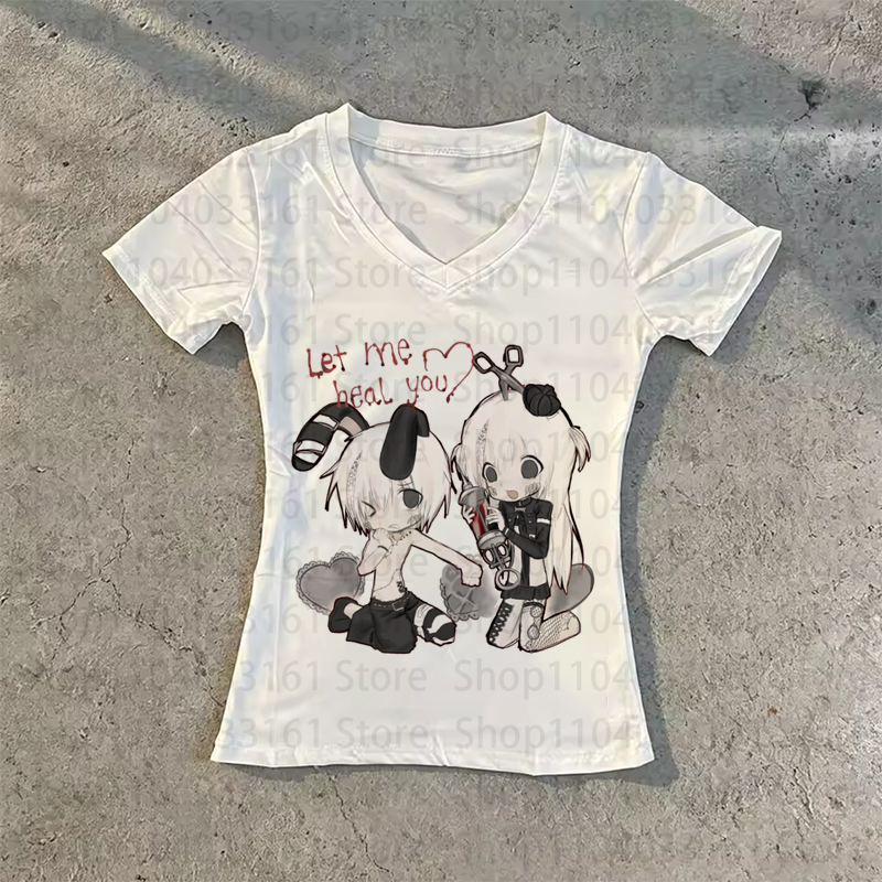 Koszulka Anime Girl Y2k, Gotyc – Baby Y2K Clothing recenzja i cena