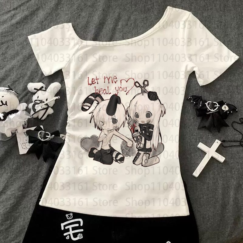 Koszulka Anime Girl Y2k, Gotyc – Baby Y2K Clothing recenzja i cena